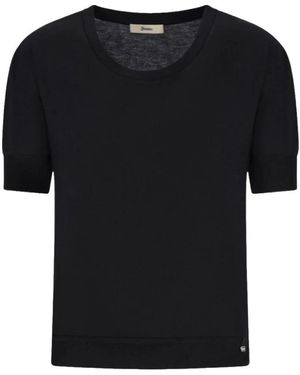 Herno Lyocell En Katoen Gebreide Top - Zwart