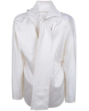 TOTEME Overhemden ,Wit ,Linnen Cowl Neck Blouse - Blauw