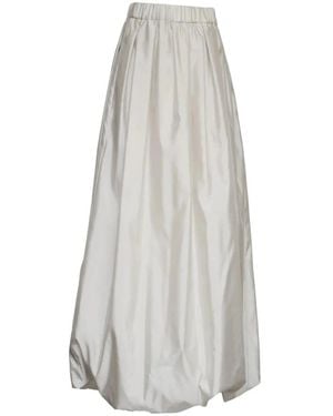 Max Mara Rokken ,Grijs ,Polyester Rok Met Elastische Taille En Ruches