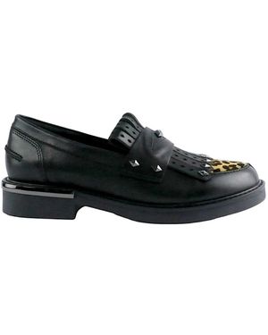 Elvio Zanon Schoenen ,Zwart ,Leer Camo Style Loafers