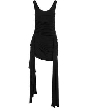 Mugler Draped Mini Dress With Side Trains - Black
