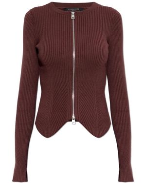 AllSaints Truien & Vesten ,Bruin ,Leer Cruz Cardigan