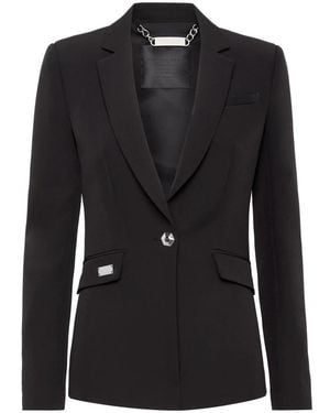 Philipp Plein Jassen ,Zwart ,Leer Wild Dream Signature Blazer