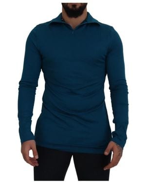Dolce & Gabbana Blauer Pullover Mit Kragen T-Shirt