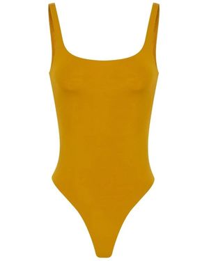 Elisabetta Franchi Lichtgewicht Crêpe Jersey Bodysuit - Geel