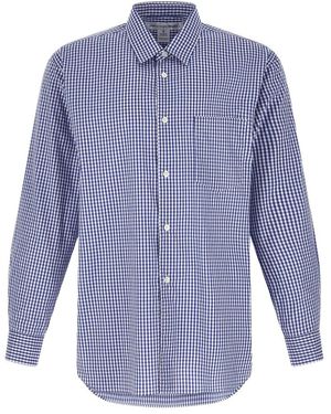 Comme des Garçons Vichy Print Baumwoll Popeline Hemd - Blau