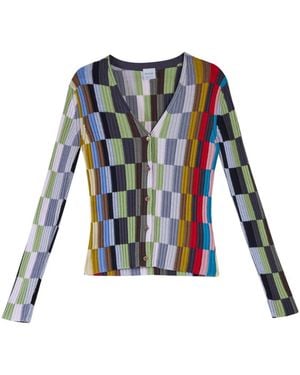 Paul Smith Cardigan Righe Mix - Blau