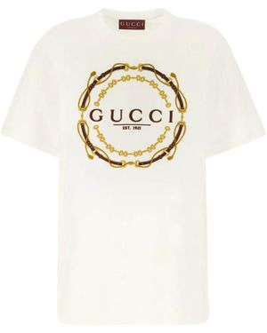 Gucci T-Shirt Van Katoenen Jersey Met Print - Wit