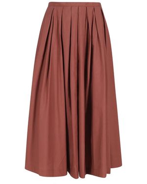 Roberto Collina Rokken ,Bruin ,Katoen Midi Geplooide Rok - Rood