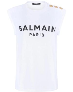 Balmain Printed Tank Top Clothing - White