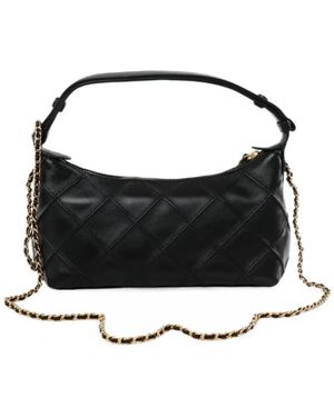Tory Burch Tassen ,Zwart ,Leer Geplooide Gewatteerde Schoudertas