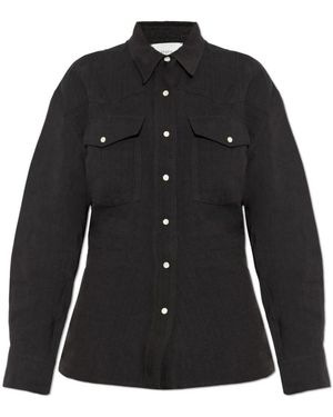 Studio Nicholson Overhemden ,Bruin ,Leer Krauss Shirt - Zwart