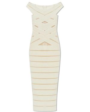 Balmain Bodycon Jurk Van Mesh-Breisel - Wit