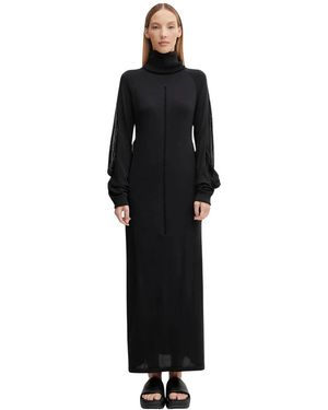 Y-3 Capuchon Gebreide Maxi Jurk - Zwart
