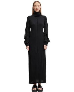 Y-3 Capuchon Gebreide Maxi Jurk - Zwart