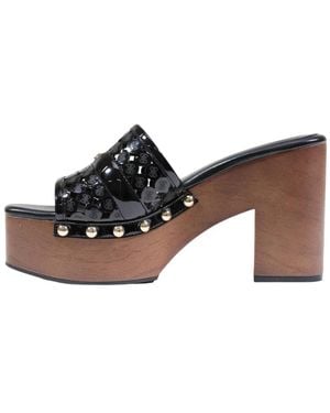Guess Schoenen ,Zwart ,Leer Quill Muiltjes Met Hak - Bruin