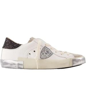 Philippe Model Schoenen ,Wit ,Leer Prsx Lage Sneakers