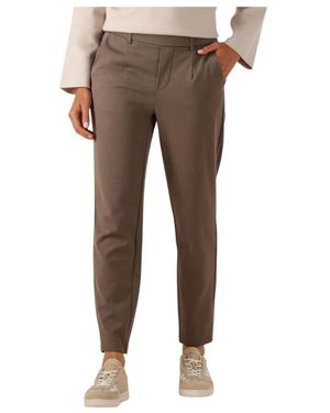 Object Broeken ,Bruin ,Polyester Bruine Slim Pant Voor Stijlvolle Herfst/Winter - Grijs