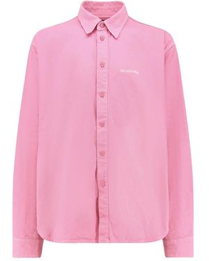 Balenciaga Logo-Besticktes Button-Up-Shirt - Pink