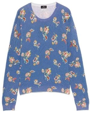 Etro Round-Neck Knitwear - Bleu
