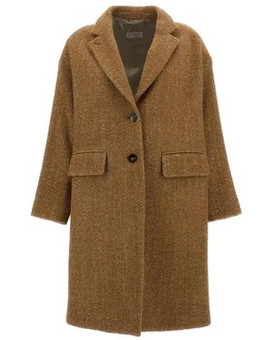 Alberto Biani Jassen ,Bruin ,Wol Single-Breasted Coat