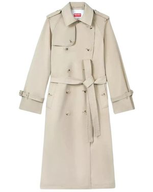 KENZO Jassen ,Katoen Trenchcoat Met Epauletten - Naturel