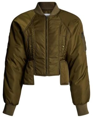 Balmain Cropped Bomberjack Met Oversized Manchetten - Groen