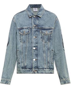Vetements Jassen ,Blauw ,Denim Vintage Effect Denim Jacket