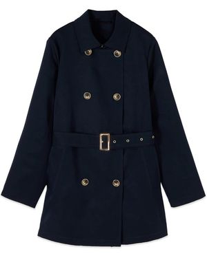 Oltre Double-Breasted Midi Trenchcoat - Blauw