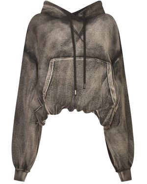 R13 Hoodies & Sweatvesten ,Zwart ,Katoen Balloon Popover Hoodie - Bruin