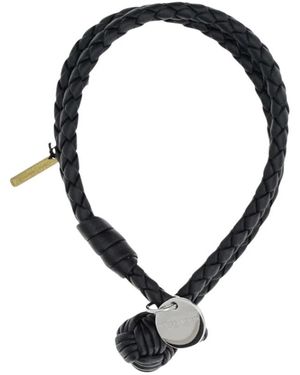 Bottega Veneta Stijlvol Geweven Leren Armband Met Metalen Detail - Zwart