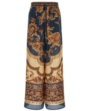 Zimmermann Broeken ,Veelkleurig ,Aster Relaxed Pant - Bruin