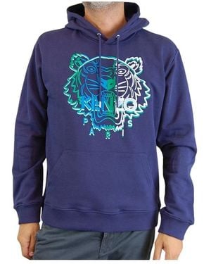 KENZO Blauwe Hoodie Met Geborduurde Tijger