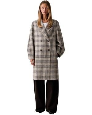Twinset Jassen ,Wol Double-Breasted Wool Coat - Grijs