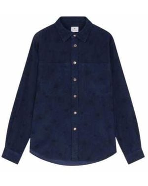 Paul Smith Samt-Hemd, Ton-In-Ton-Blumenmuster - Blau