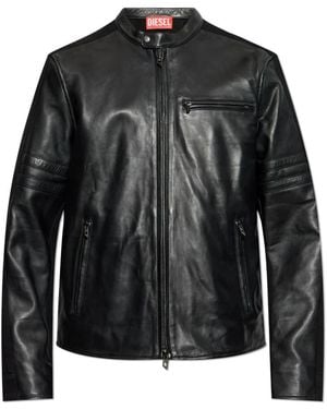 DIESEL Leather Jacket L-Simz - Black