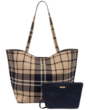 Barbour Layla Tartan Große Henkeltasche - Schwarz