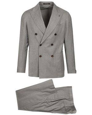Tagliatore Kostuums ,Grijs ,Wol Unlined Double-Breasted Suit