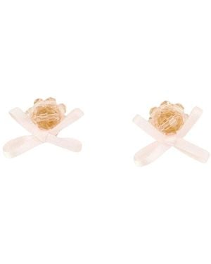 Simone Rocha Accessoires ,Roze ,Strik Daisy Kristal Oorbellen - Wit