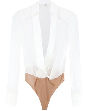Elisabetta Franchi Tops ,Wit ,Satijn Body Met V-Hals
