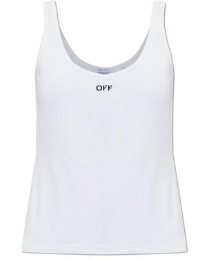 Off-White c/o Virgil Abloh Ribbed Top Met Geborduurd Logo - Wit