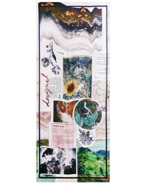 Desigual Buntes Muster Viskose Schal - Grün