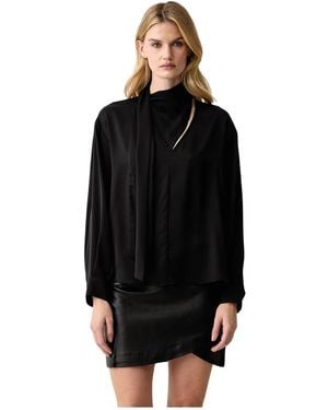 Pinko Overhemden ,Zwart ,Satijn Satijnen Blouse