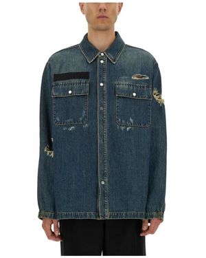 Helmut Lang Overhemden ,Blauw ,Denim Denim Uniform Shirt