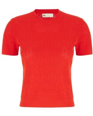 Tory Burch Tops ,Rood ,Polyester Klassieke Polo Shirt Voor Mannen