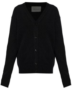 Ami Paris Cashmere Cardigan Met Geborduurd Logo - Zwart