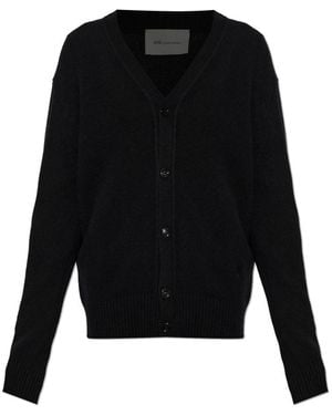 Ami Paris Cashmere Cardigan Met Geborduurd Logo - Zwart