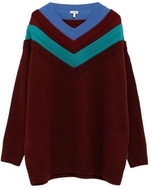 Loewe Wollen Trui Met V-Hals - Rood