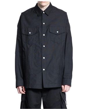 MASTERMIND WORLD Schwarzes Denimhemd Mit Grafikdruck - Blau