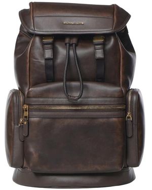 Michael Kors Hudson Burnished Leather Rucksack - Grau